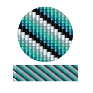 aweben23.2-Ein Muster mit abwechselnd blauen und schwarzen Streifen, die horizontal angeordnet sind.