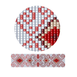 aweben26-Rot-weiß gemustertes Design mit wechselnden Formen und Linien, die einen optisch eindrucksvollen geometrischen Effekt erzeugen.