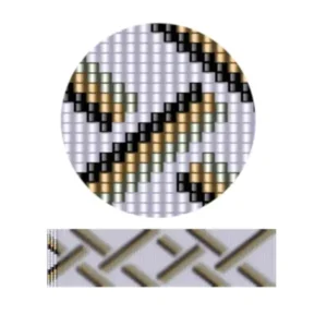 aweben27.1-Gewebtes Muster mit diagonalen Linien in einem strukturierten Design, das komplexe Webtechniken zeigt.
