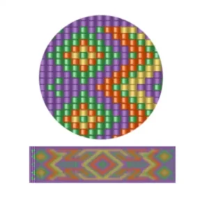 aweben29.2-Quadratisches muster, das eine lebendige Mischung aus Farben und geometrischen Designs zeigt.