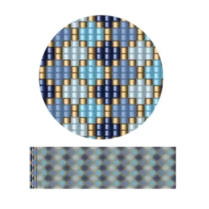 aweben33-Blau-gold gestreiftes muster mit abwechselnd kräftigen Streifen, die ein lebendiges, strukturiertes Erscheinungsbild erzeugen.