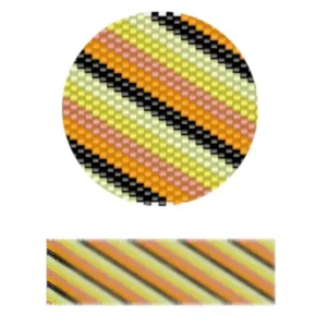 pk1.2-Ein lebendiges Muster mit abwechselnden orangen, gelben und schwarzen Streifen in einem kräftigen Design.