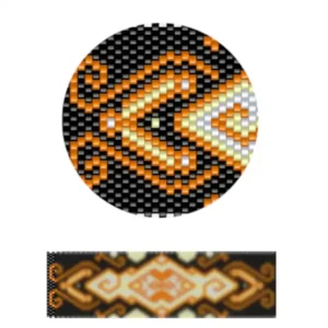 pk13.2-Design in Orange und Schwarz mit einem auffälligen Rautenmuster.