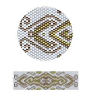 pk14-Ein Muster in weiss und gold, das eine harmonische Kombination von Farben zeigt.