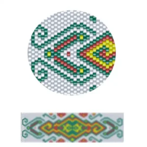 pk16.1-Ein muster mit einem bunten, detaillierten Design, das verschiedene Farben und Formen kombiniert.