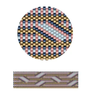 pk18.1-Muster mit diagonalen Linien in verschiedenen Farben, das eine strukturierte und dynamische Optik erzeugt.