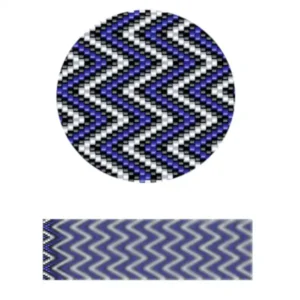 pk2.1-Ein dekoratives Muster aus blau-weißen Chevron, die in einer durchgehenden Zickzackformation angeordnet sind.