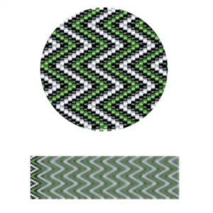 pk2.2-Ein geometrisches Design mit abwechselnden grünen und schwarzen Chevrons in einem Zickzackmuster.
