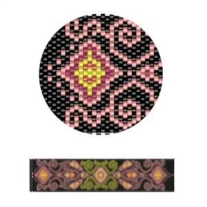 pk21.1-Ein geometrisches Design in Schwarz und Rosa, der sich durch seine filigranen Muster und moderne visuelle Ausdruckskraft auszeichnet.