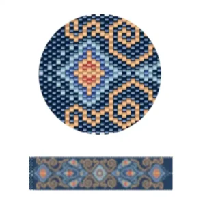 pk22-Farbenfroher abstraktes Design, der eine Mischung aus blauen, orangen und gelben Mustern zeigt und jedem Raum eine lebendige Note verleiht.