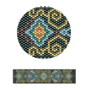 pk22.1-Ein lebendiges Muster mit verschiedenen geometrischen Formen in mehreren Farben, das ein optisch eindrucksvolles Design erzeugt.