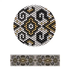pk23-Schwarz-goldenes ethnisches Muster mit filigranen geometrischen Mustern und Motiven.