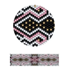 pk27.2-Ein dekoratives ethnisches Muster mit schwarzen, rosa und weißen Motiven.