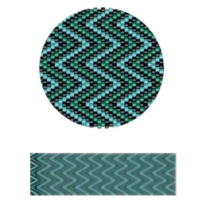 pk3.1-Ein sich wiederholendes blau-grünes Chevron-Muster, das eine lebendige und dynamische visuelle Textur erzeugt.