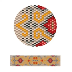 pk5.2-Wunderschönes indisches Muster in warmen Farben: Rot, Orange und Gelb, das kulturelle Handwerkskunst repräsentiert.