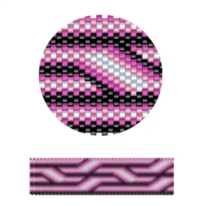 pk7-Ein gewebtes Muster in Pink und Schwarz, das eine harmonische und auffällige Textur zeigt.
