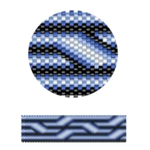 pk7.1-Blau-weißes gewebtes Muster, das eine harmonische und strukturierte Textur darstellt.