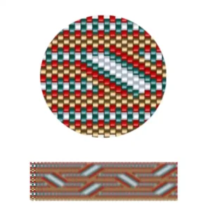 pk8.1-Muster mit roten, grünen und blauen Streifen in harmonischer Anordnung.