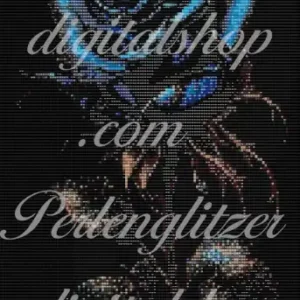 webenbild32-blaue-Rose-Eine blaue Rose auf schwarzem Hintergrund, die Eleganz und Mystik ausstrahlt.