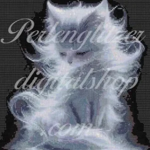 webenbild33-kleineweissekatze-muster eines weißen Katers, umgeben von bunten Perlen, ideal für kreative Handarbeitsprojekte.