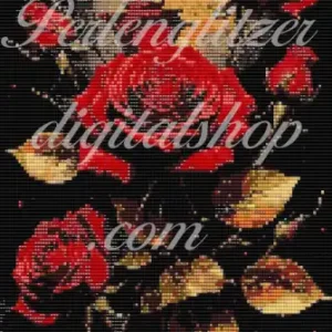 webenbild35-roterRosenStrauss-Detailreiches muster von roten Rosen, perfekt für Handarbeitsliebhaber und Perlenweben.