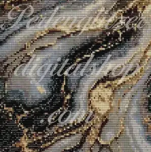 webenbild45-Goldfluss-Perlenwebenmuster in Gold und Schwarz mit Marmor-Effekt, ideal für kreative Perlenweben-Projekte.