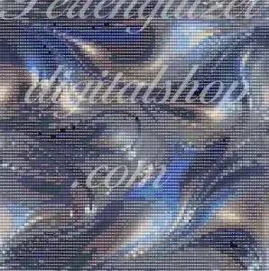 webenbild47-Fantasie-Perlenwebenmuster in Blau und Silber, das wellenförmige Designs darstellt.
