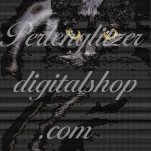 webenbild67-schwarze-Katze-Schwarze Katze mit leuchtend gelben Augen in einem muster, das ihre Eleganz und Mystik einfängt.