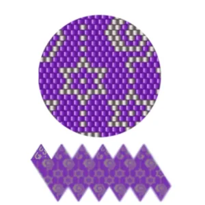wk1.2-Abstraktes Design mit einer Diamantform in leuchtenden violetten und silber Tönen.