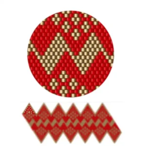 wk14.1-Rotes und goldenes Muster mit rautenförmigem Design, das eine elegante und dekorative Wirkung erzielt.