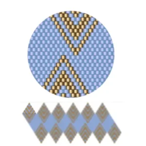 wk18.2-Abstraktes Design aus blauen und goldigen Dreiecken, die harmonisch angeordnet sind.