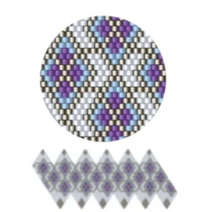 wk19.1-Geometrisches Muster mit lila und blauen Linien, die sich in einem symmetrischen Design kreuzen.