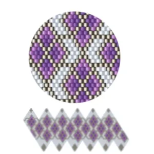 wk19.2-Wiederholendes geometrisches Design in lila und gold, das eine ansprechende und moderne Ästhetik vermittelt.
