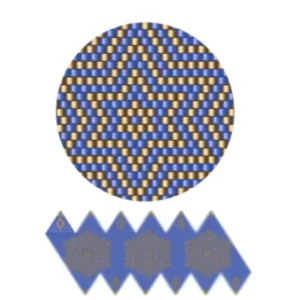 wk2.2Ein lebendiges geometrisches Design, das abwechselnd blaue und goldig Formen in einem sich wiederholenden Muster zeigt.