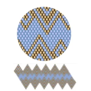 wk20-Abstraktes Design aus blauen und goldigen Dreiecken, die harmonisch angeordnet sind.