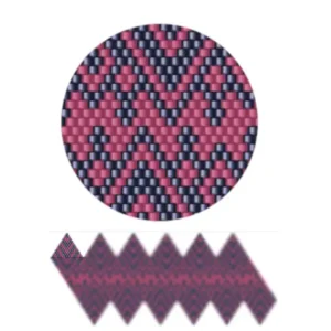 wk21-muster mit einem pinken und blauen Design, das geometrische Formen und florale Elemente kombiniert.