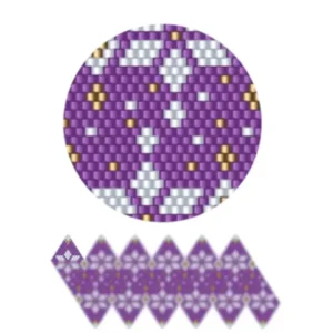 wk25-Ein optisch ansprechendes geometrisches Muster, das aus violetten und weißen Elementen besteht, das in einem harmonischen Layout angeordnet ist.