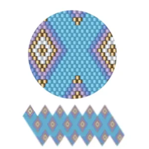 wk27.2-Ein visuell ansprechendes geometrisches Muster, das aus ineinandergreifenden blauen und goldigen Formen besteht.