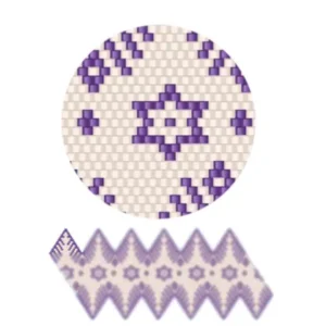 wk3.1-Ein geometrisches Muster mit abwechselnden violetten und weißen Formen, das ein optisch eindrucksvolles Design erzeugt.