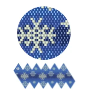 wk30-Ein blau-weiß gemusterter Hintergrund mit verschiedenen Schneeflocken in unterschiedlichen Größen und Designs.