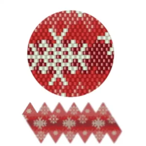 wk30.1-Ein festliches rot-weißes Design, das mit kunstvollen Schneeflockenmustern geschmückt ist und ein Winterthema heraufbeschwört.