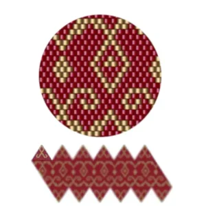 wk31-Ein dekoratives Muster aus roten und goldenen geometrischen Formen, das ein optisch ansprechendes Design erzeugt.