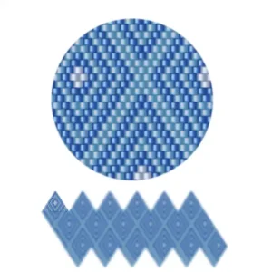 wk32.1-Blaues Rautenmuster , das ein optisch eindrucksvolles geometrisches Design erzeugt.