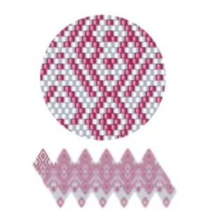 wk33-Ein dekoratives Perlenmuster aus roten und weißen Quadraten, das ein optisch ansprechendes geometrisches Design erzeugt.