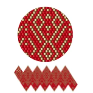 wk33.1-Ein rot-goldener Hintergrund mit einem markanten diamantförmigen Design.