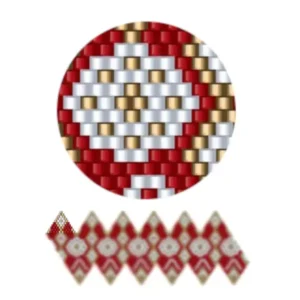wk35-Geometrisches Design aus roten und weißen Diamanten, die in einem wiederholenden Muster angeordnet sind.