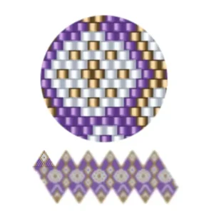 wk35.2-Ein lebendiges Design, das eine Diamantform in violetten und goldenen Tönen zeigt.