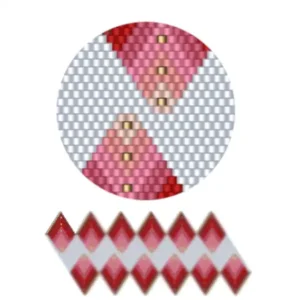 wk4-Geometrisches Design in Rot und Weiß, bestehend aus symmetrischen Formen und klaren Konturen.