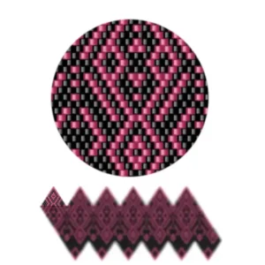 wk42-Abstraktes geometrisches Design mit abwechselnden rosa und schwarzen Formen, die ein dynamisches Muster erzeugen.