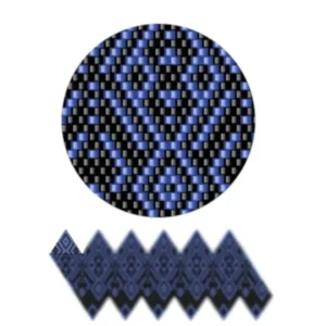 wk42.1-Abstraktes Design mit einem blau-schwarzen Farbschema, das ein markantes rautenförmiges Muster zeigt.